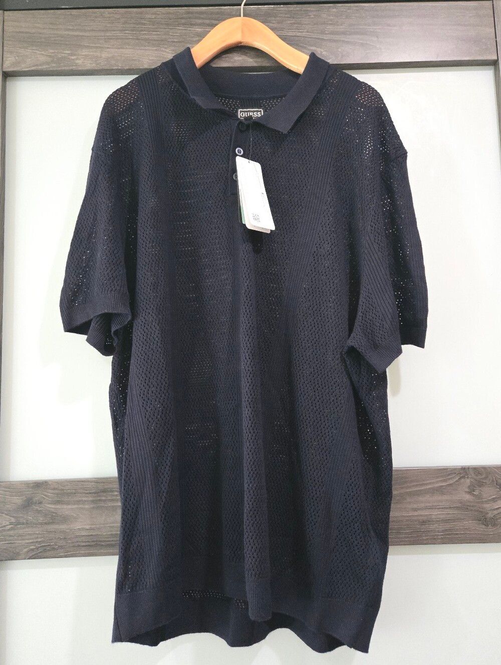 NWT Guess Elijah Knit Polo Navy Shirt XXL